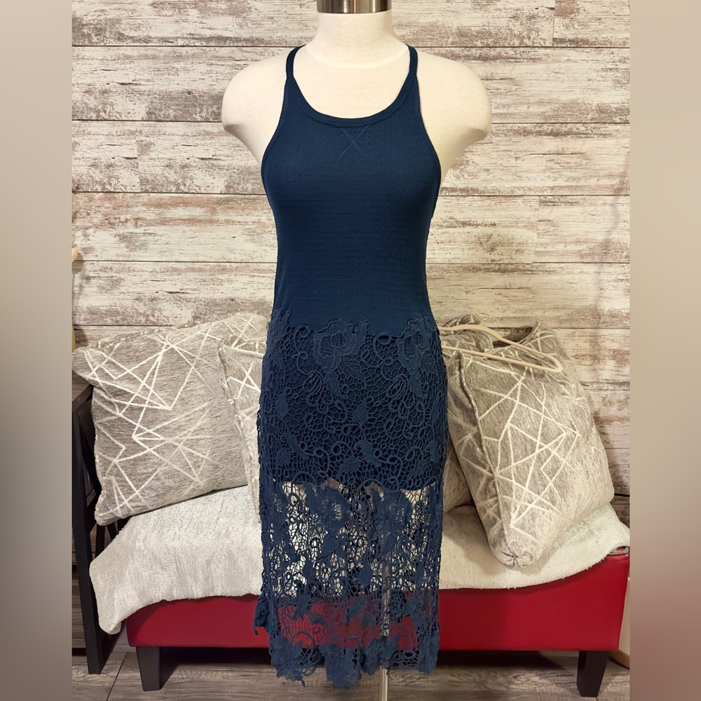 Free People blue cut-out midi dress